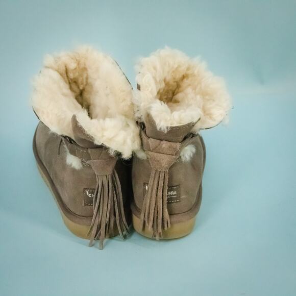Ugg Koolaburra Size 8 Jaelyn Cinder Mini Low Shearling Tassel Suede Boots - Picture 4 of 7